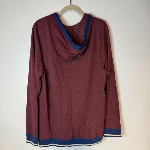 Psycho Bunny Maroon Red Blue Stripe Mens Hoodie Hoodie Sweatshirt - Picture 3 of 4